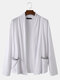 Mens Simple Plain Double Pockets Relaxed Fit Casual Cardigan - White
