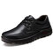Men Large Size Cow Leather Wear-resistant Casual Shoes - Black1