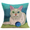 Fodera per cuscino in lino vintage gatto carino divano per la casa Soft Fodera per cuscino federe per ufficio - #3