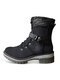 Large Size Winter Casual Side Zipper Wool Stitching Short Boots For Women - Black