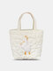 Women Fanshion Cute Cloud Duck Embroidered Tote Bag Large Capacity Shoulder Bag - White