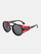 यूनिसेक्स पीसी फुल राउंड फ्रेम टीएसी लेंस पोलराइज्ड डबल-ब्रिज UV प्रोटेक्शन फैशन धूप का चश्मा - काला लाल