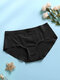 1Pcs Women Ice Silk Seamless Pure Color Cotton Cozy Breathable Mid Waist Panties-Multi Color - Black