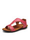Sandálias femininas bico redondo confortável Soft sola casual plana tamanho grande - laranja