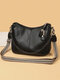 Women Vintage PU Leather Multi-Layers Crossbody Bag Shoulder Bag - Black