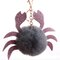 Women Faux Fur Crab Shape Bag Accessories Key Holder - Gray