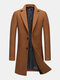Mens Mid-Length Woolen Single-Breasted Warm Business Casual Thicken Overcoat - Camel