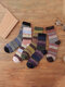 4 Pairs Unisex Dacron Thick Knitted Lattice Ethnic Pattern Colorful Warmth Medium Tube Socks - Men