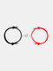 2 Pcs/Set Trendy Simple Holding Hands Shape Magnetic Pendant Hand-woven Alloy Couple Bracelets - Black+Red