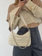 Casual Faux Fur Pleated Chain Decor Multi-Carry Crossbody Bag - Beige