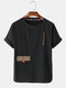 Mens Solid Color Character Print Breathable & Thin Loose T-Shirts - Black