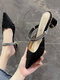 Women Two Ways Luxury Evening Party Shoes Elegant Rhinestone Slingback Heels - Black