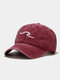 Unisex Washed Made-old Cotton Solid Color 3D Embroidery Sunshade Simple Baseball Cap - Wine Red