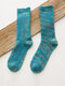 5 Pairs Women Acrylic Thick Thread Mixed Color Jacquard Vintage Warmth Socks - Blue