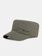 Men Dacron Solid Color Letter Pattern Label Breathable Sunscreen Quick Dry Military Cap Flat Cap - Army Green