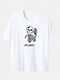 Plus Size Mens 100% Cotton Skeleton & Slogan Print Casual Halloween T-Shirt - White