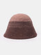 Unisex Wool Double-sided Wearable Color-match All-match Outdoor Warmth Bucket Hat - Camel