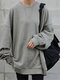 Solid Drop Shoulder Loose Lantern Sleeve Casual Sweatshirt - Gray