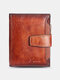 Dante Men Genuine Leather RFID Antimagnetic Wallet Multiple-card Slots Bifold zipper Coin Pocket Short Wallet - Brown
