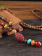 Vintage Ethnic Multiple Types Pendant Bodhi Plastic Resin Wood Bead Necklace - #06