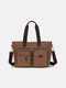 Men's Business Briefcase Laptop Canvas Bag Simple Fashion Casual shoulder Bag Tote Bag - Coffee