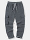 Mens Solid Ribbed Two Large Pocket Ankle Length All Matched Pants - Gray