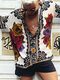 Camicia da uomo con stampa floreale vintage - Nero