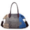 Women Flower Pattern Casual Canvas Handbag Bucket Bags Shoulder Bag - Blue