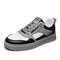 Men Microfiber Leather Non Slip Lace Up Casual Skate Shoes - Black