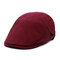Men Women Retro Solid Cotton Linen Beret Hat Adjustable Casual Wild Forward Hat - Red