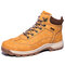 Men Microfiber Leather Plush Lining Warm Non Slip Outdoor Casual Boots - Yellow