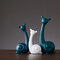 Nordic White Blue Ceramic Figurines Home Decoration Crafts Livingroom Desktop Animal Ornaments - #1