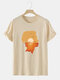 Mens 100% Cotton Design Portrait Sunset Print Short Sleeve T-Shirt - Apricot
