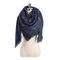 Women Long Winter Warm Cotton Scarf Tassel Soft Fashion Stripe Shawl Blanket Scarf  - Navy