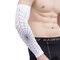 Men Thin Lycra Fabric Soft Elastic Breathable Sunshade Arm Sleeve Outdoor Climbing Riding Sleeve - White Black