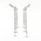 Fashion Ear Drop Earrings Long Chain Tassels Imitation Pearls Earrings Elegant Jewelry for Women - Silver