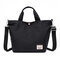 Women Canvas Tote Bag Solid Handbag Large Capacity Leisure Crossbody Bag - Black