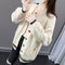 Knit Cardigan Sweater Loose Short Paragraph Long Sleeve Coat - creamy-white
