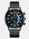 7 Colors Alloy Men Business Watch Decorated Pointer Calendar Quartz Watch - Black Band+Black Dial+Blue Point