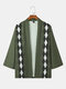 Mens Argyle Geometric Print Open Front Loose Casual 3/4 Sleeve Kimono - Green