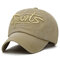 Men's Washed Embroideried Sports Letter Cotton Baseball Cap Outdoor Sunshade Snapback Hats - Khaki