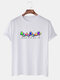 Mens Multi Color Mushroom Print O-Neck Community Spirit Short Sleeve T-Shirts - White