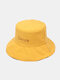 Unisex Double-sided Cotton Lattice Pattern Young Sunshade Bucket Hat - Yellow