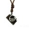 Vintage Handmade Alloy Camera Leather Necklace  - Coffee