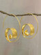 Simple Round Spiral Leaf Women Pendant Earrings - Gold