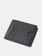 Men Genuine Leather Short Bifold Large Capacity RFID Anti-Theft Card Holder Wallet Purse - Black