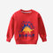 Boy's Dinosaur Cartoon Print Long Sleeve Casual Sweatshirt For 2-10Y - Rust Red