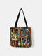 Women Canvas Cute Cartoon Oil Painting Cat Printing Waterproof Shopping Bag Shoulder Bag Handbag Tote - #10