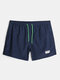 Mens Solid Color Quick Dry Holiday Swim Trunk With Lined - Navy