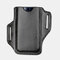 Men Genuine Leather EDC Solid 6.3 Inch Phone Holder Waist Belt Bag - Black